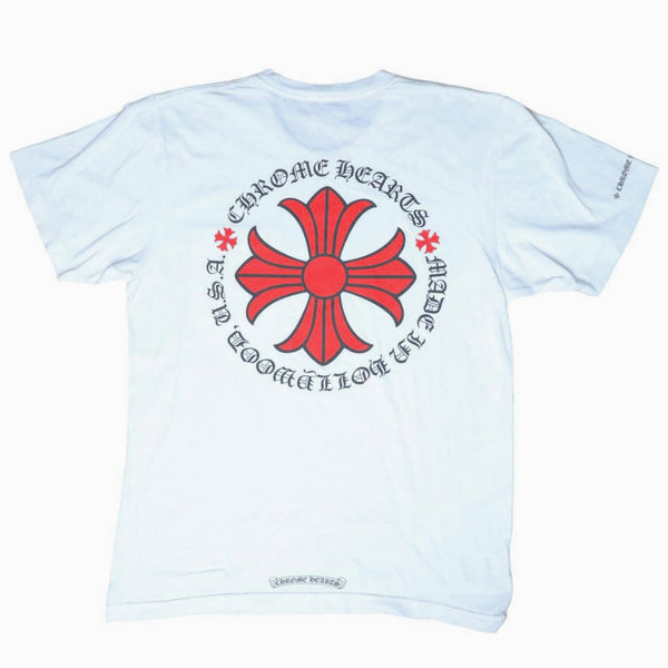 Chrome hearts white red logo pocket tee