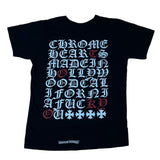 CHROME HEARTS Pocket tee Horseshoe Cross Neon black red & Back White T-shirt