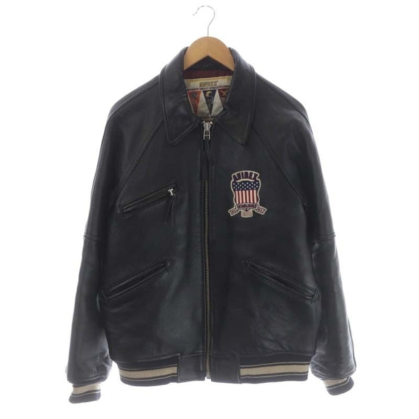 Avirex Leather Varsity Black Jacket