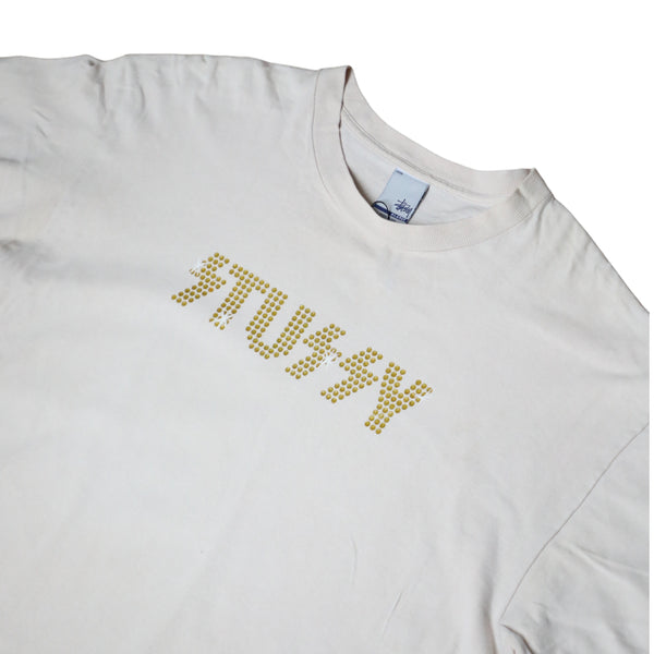 Stussy Men's Short Sleeve GOLD logo white tshirt