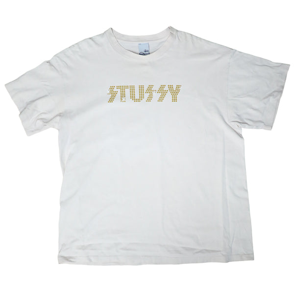 Stussy Men's Short Sleeve GOLD logo white tshirt