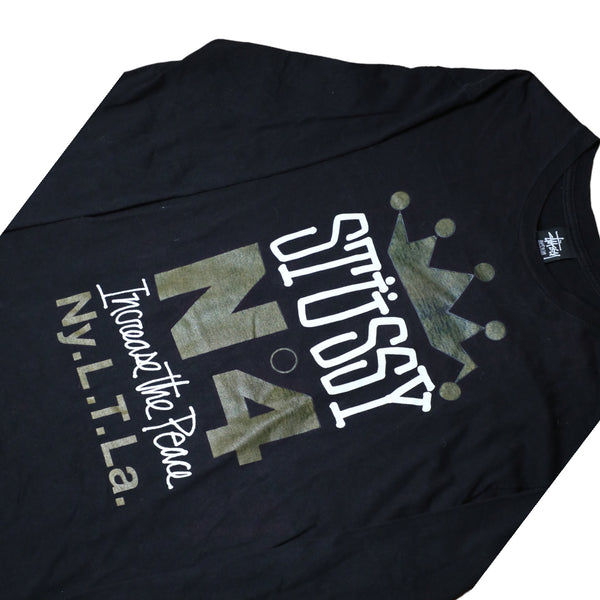 Stussy Men's long Sleeve crown black tshirt