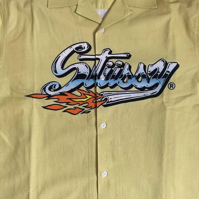 Stussy Button Up auto Yellow Shirt