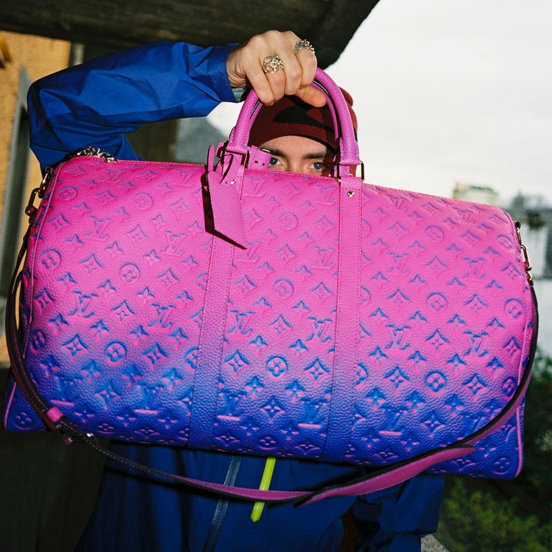 Louis Vuitton Virgil Abloh Pink/Blue Illusion Monogram Empreinte Leather  Keepall 50 Bandouliere Bag Louis Vuitton
