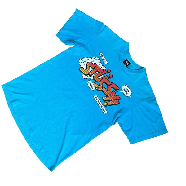 Stussy Men's Short Sleeve Comic T-shirt Blue