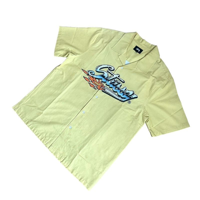 Stussy Button Up auto Yellow Shirt