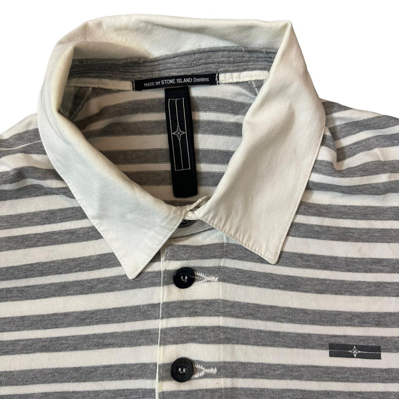 Stone island stripped polo top white and black