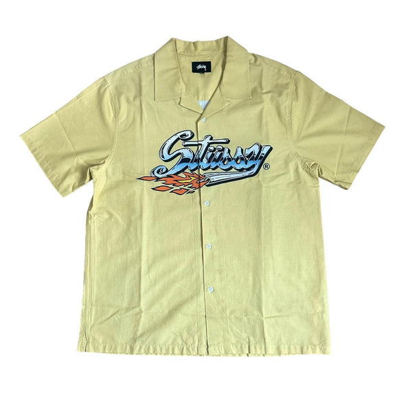 Stussy Button Up auto Yellow Shirt