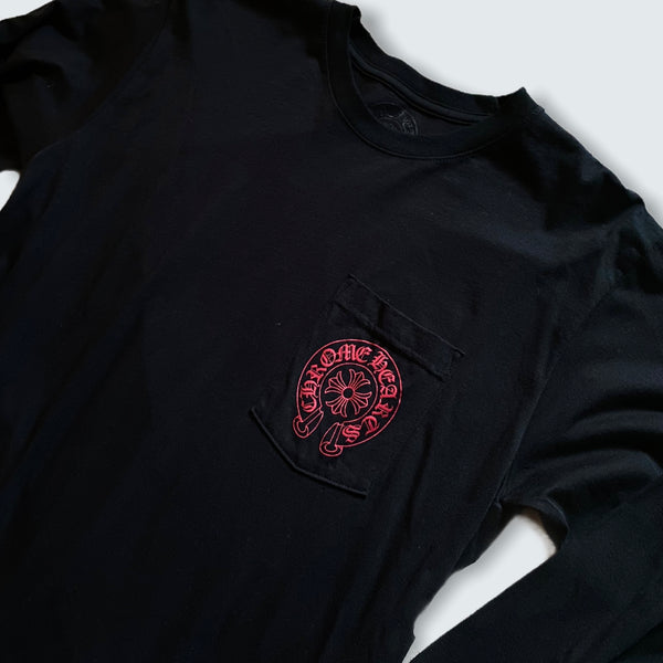 Red horse shoe Chromehearts long sleeve staff tee (L)