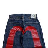 Evisu Red front and back Dicock Jeans