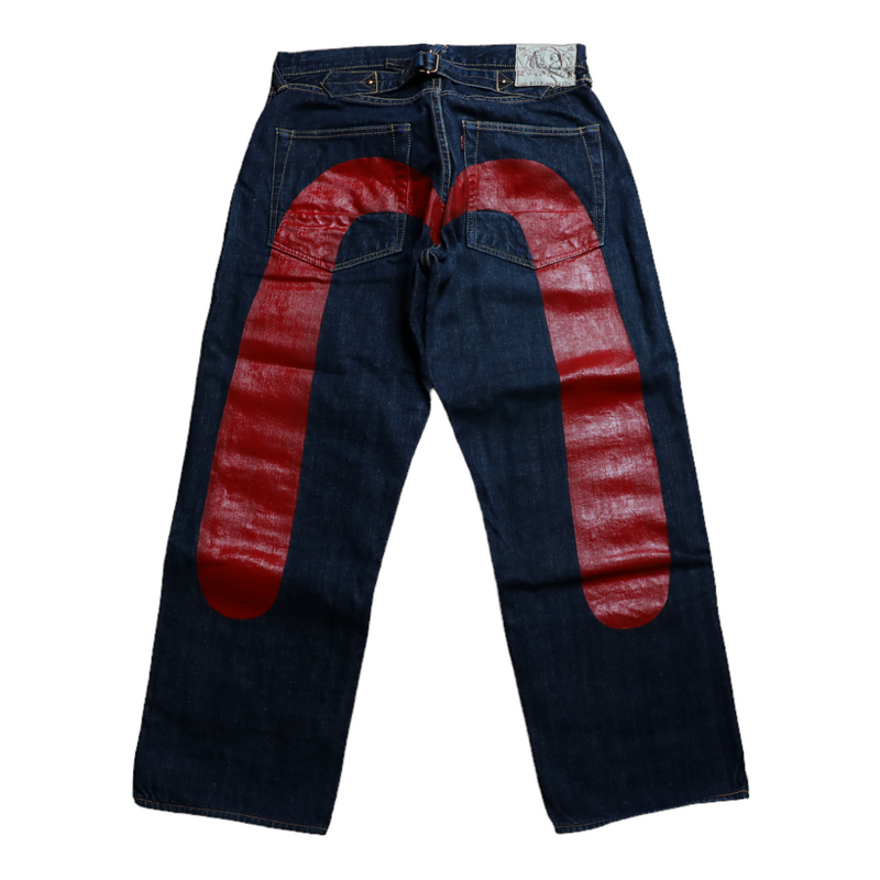 Evisu Red front and back Dicock Jeans