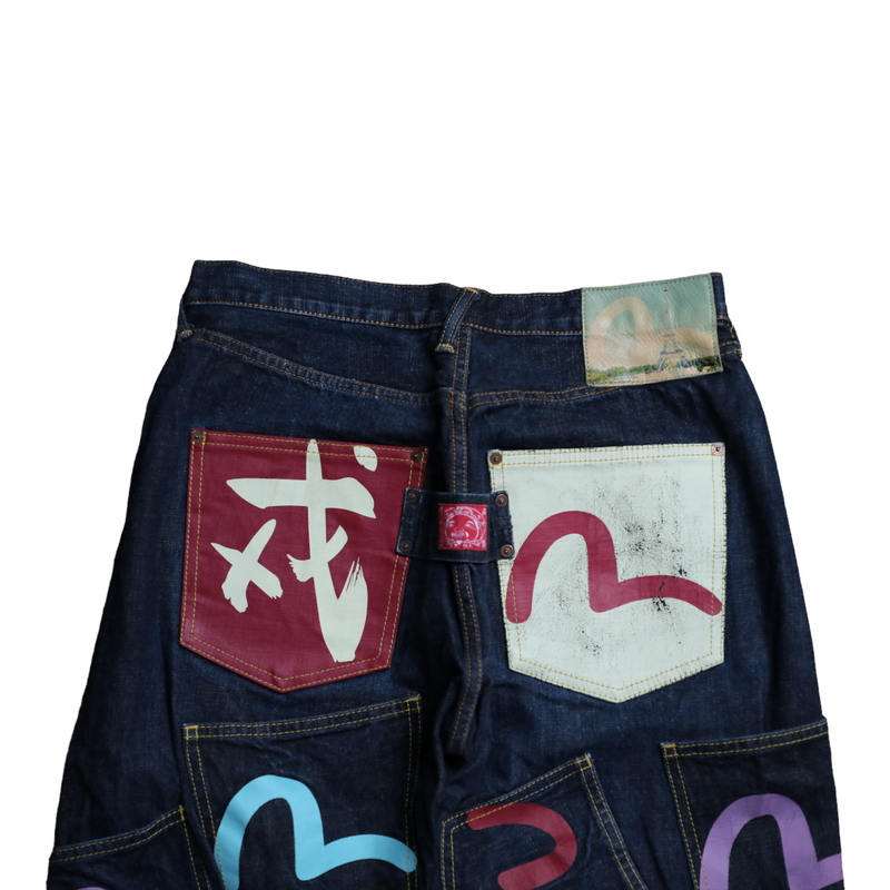 Evisu Multi Pocket Rainbow Denim Jeans - Paris Edition