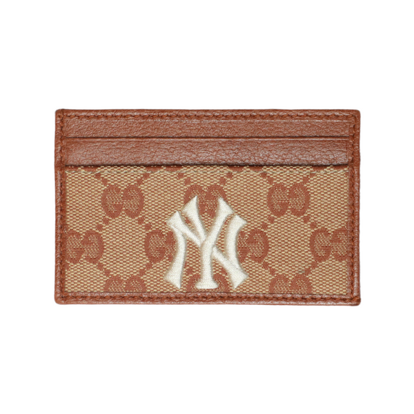 Gucci GG Canvas Design New York Yankees Collaboration Card Holder Brown