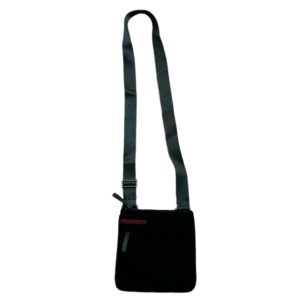 PRADA sports Black Red Logo nylon shoulder bag