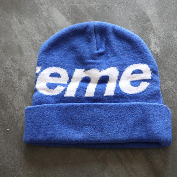 SUPREME Magenta Big Logo Beanie Knit Hat Blue