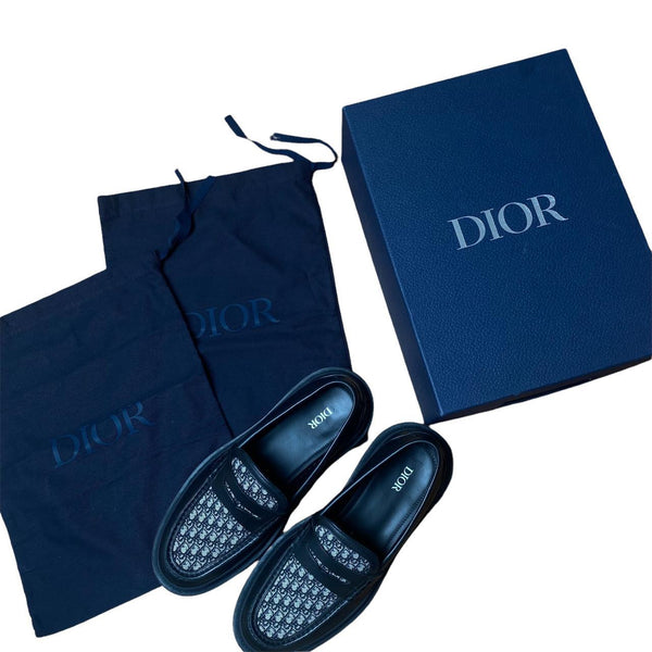 Dior 20AW Oblique Jacquard & Smooth Calfskin Loafers Shoes