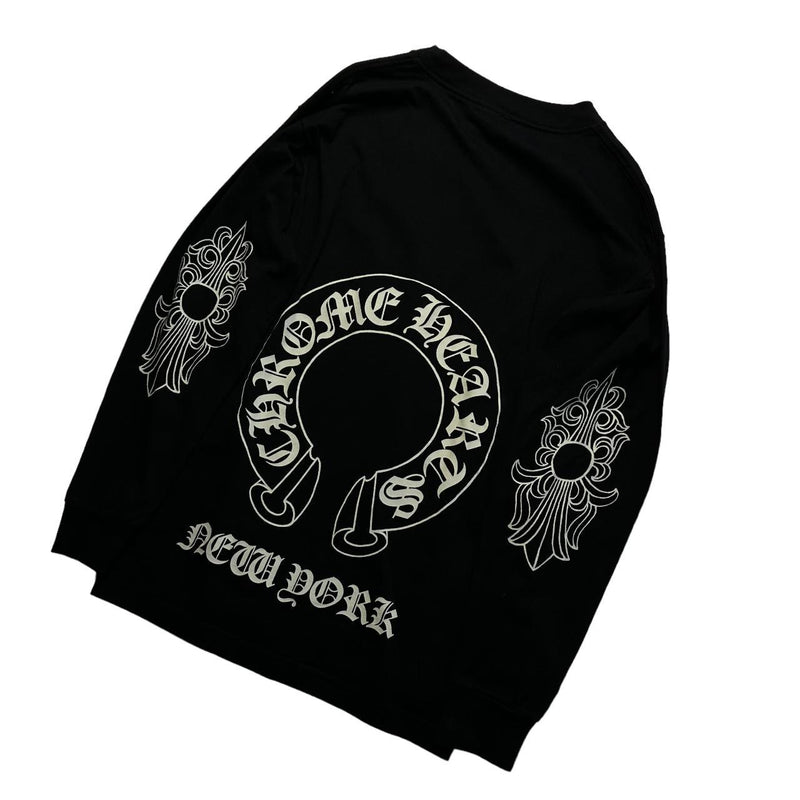 Chrome Hearts Black Long Sleeve New York Horseshoe T-shirt