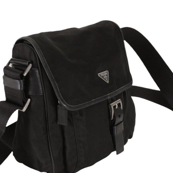 Authentic Prada Buckle nylon Black Shoulder Bag