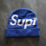 SUPREME Magenta Big Logo Beanie Knit Hat Blue