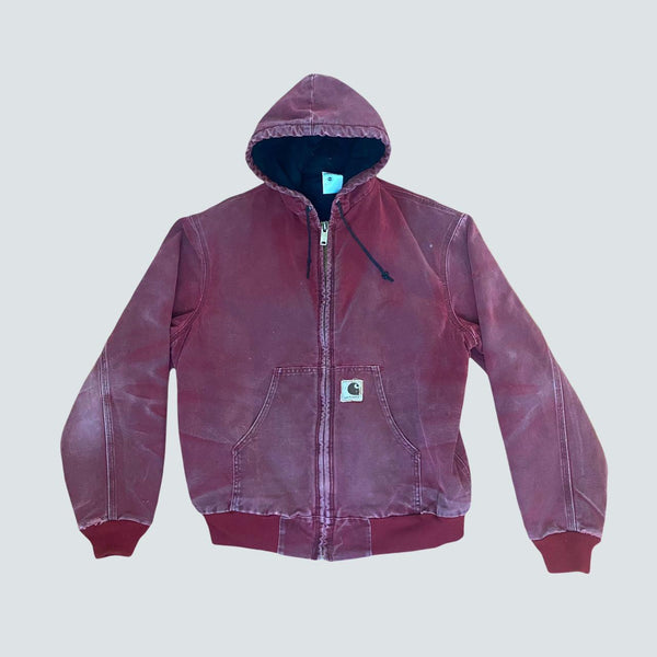 Red Vintage reworked Carhartt Bomber jacket/hoodie (L)