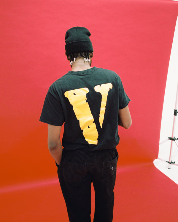 Vlone Front and back Logo Tee Black Orange (M)