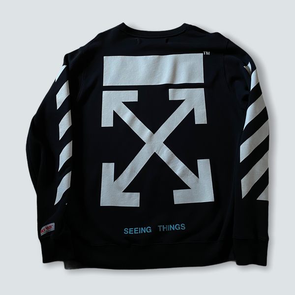 Black Off white crewneck with back and arms graphic (M)