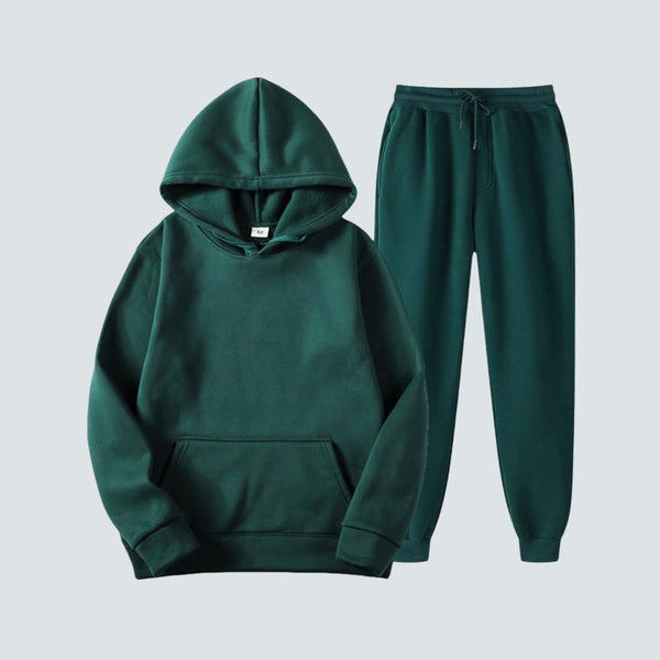 Plain Pine Green Hoodie Joggers Set (L)