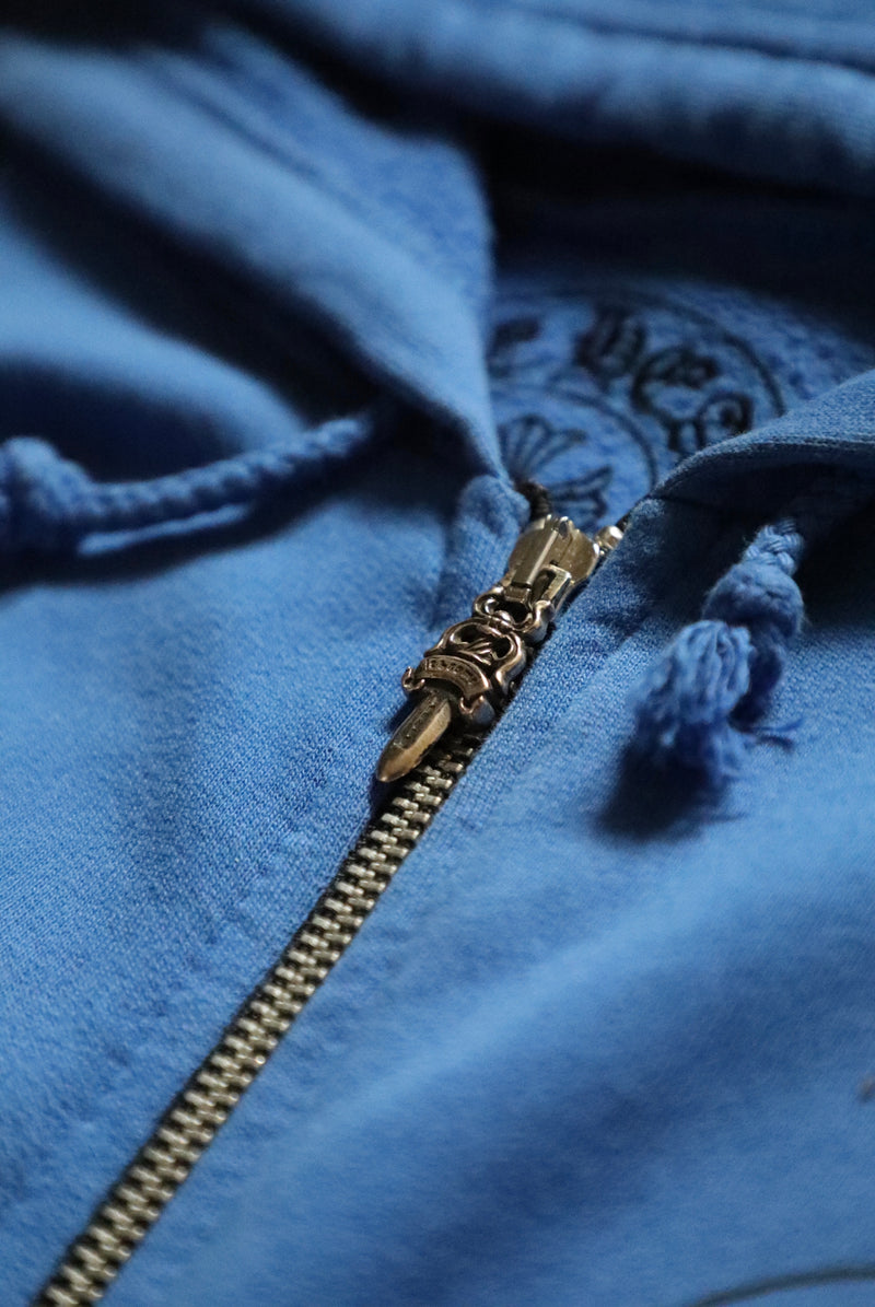 Blue Chrome hearts Zip up Horseshoe Hoodie (L)