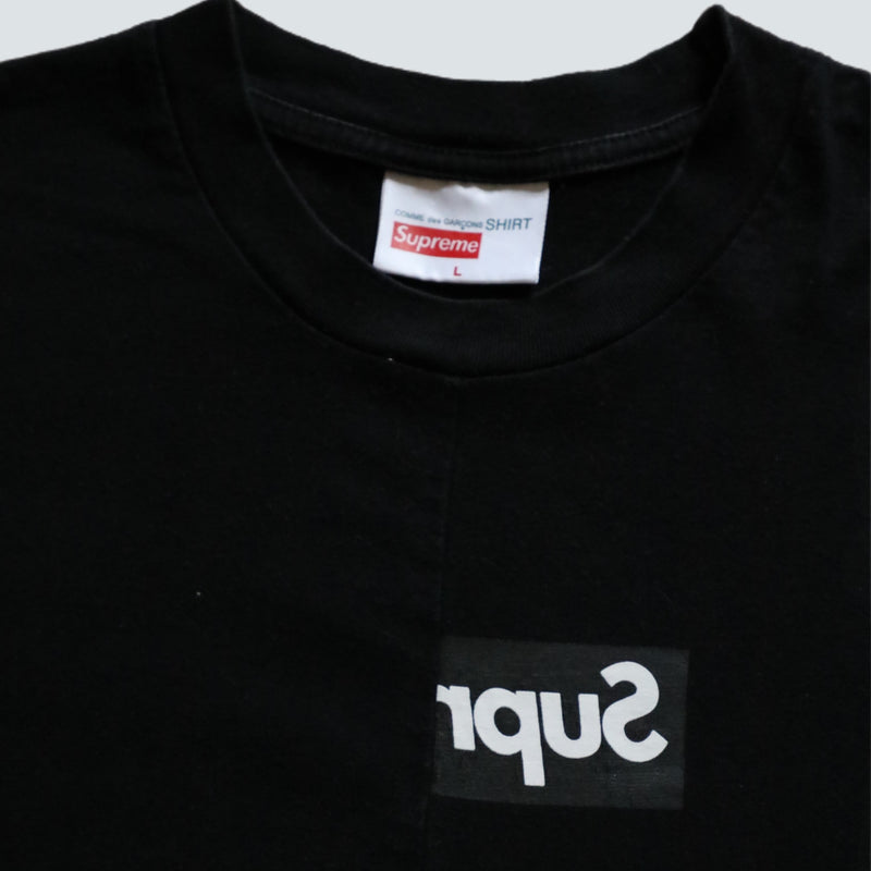 Supreme Comme Des Garçons black split box logo T-shirt (L)