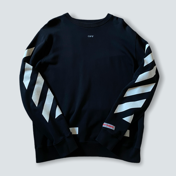 Black Off white crewneck with back and arms graphic (M)