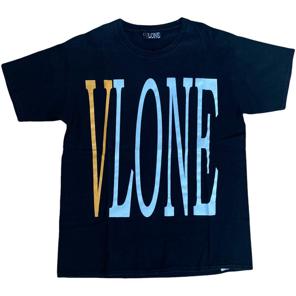 Vlone Front and back Logo Tee Black Orange (M)