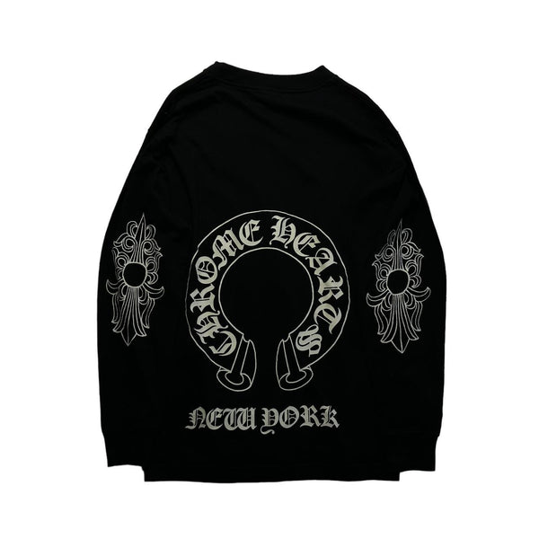 Chrome Hearts Black Long Sleeve New York Horseshoe T-shirt