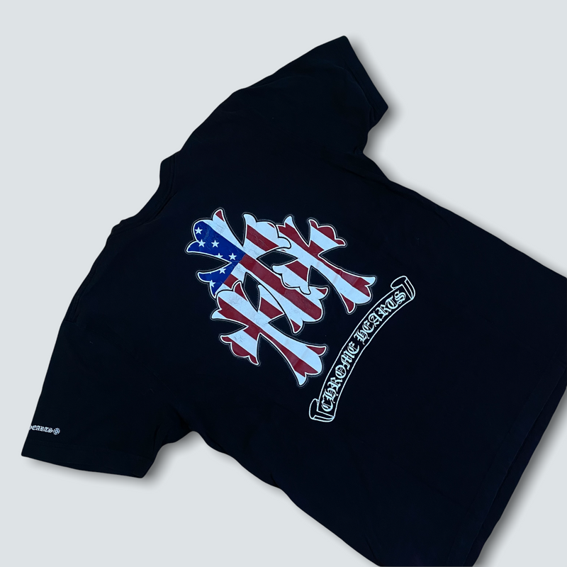 Chrome Hearts American Flag Cemetery Cross Tee (L)