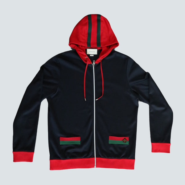 Gucci Red/Navy Zip Up Bee Hoodie (M)