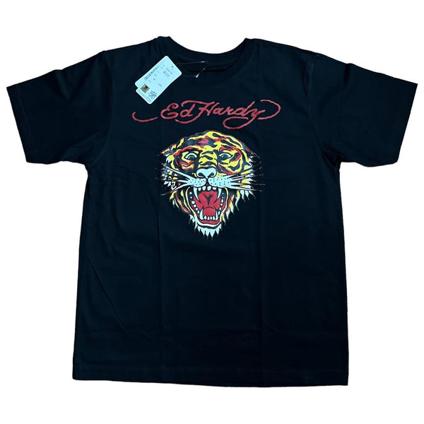 Ed Hardy front print tiger T-shirt short sleeve black