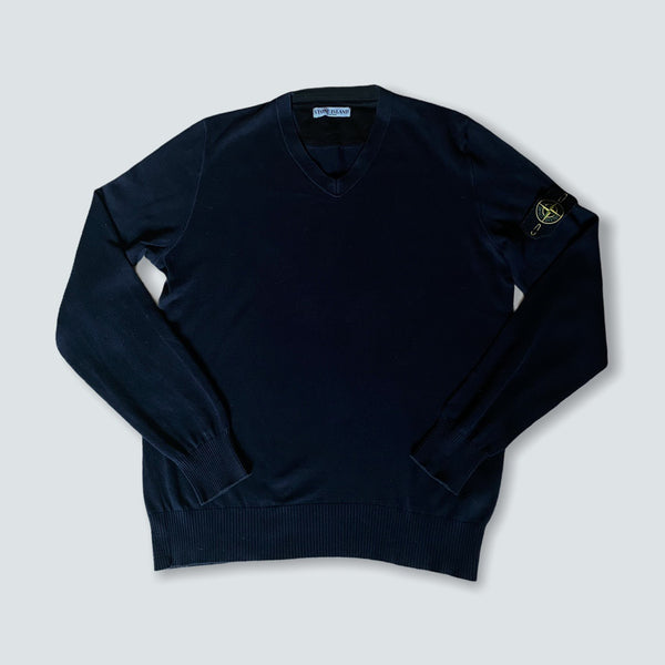 Navy Stone Island V neck Jumper (L)