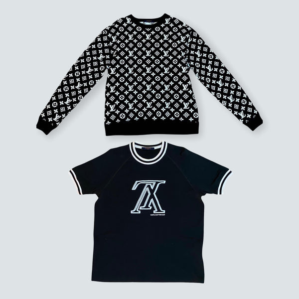 Custom listing Louis Vuitton monogram Embroidered Crewneck & Louis Vuitton upside down logo tee