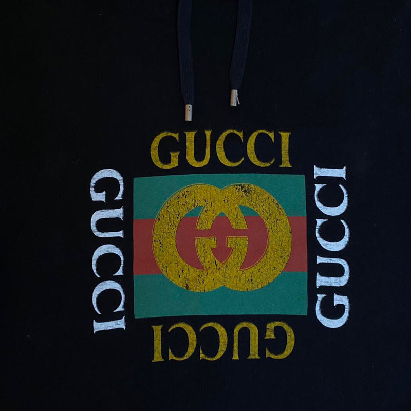 Fake black 2025 gucci hoodie